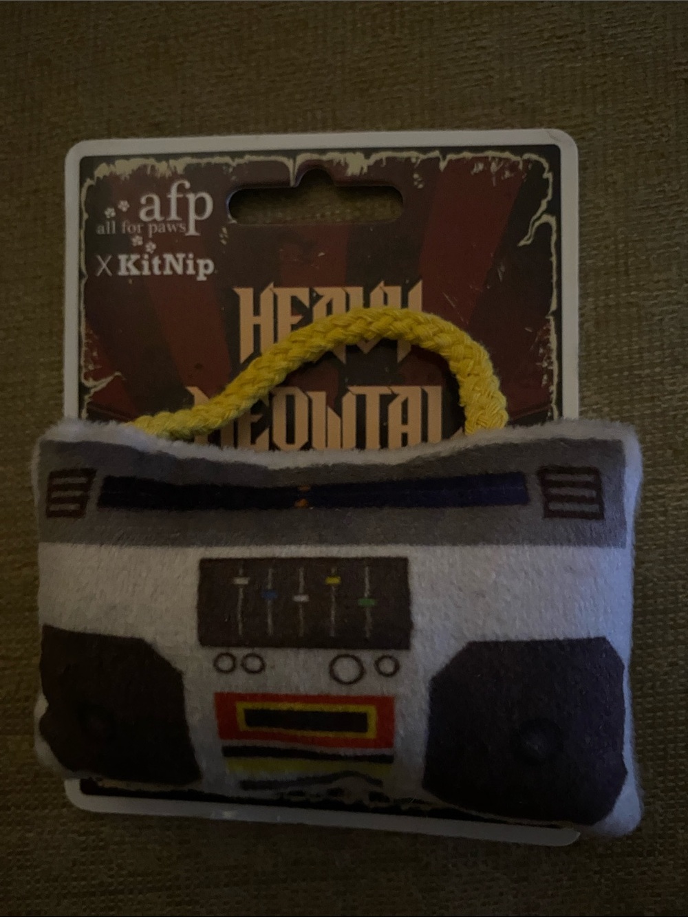 afp KitNip Yellow-Handled Cat Toy Boombox Plush